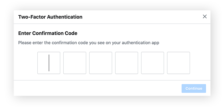 Enter the security code from Google Authenticator to finish enabling 2FA on Facebook.
