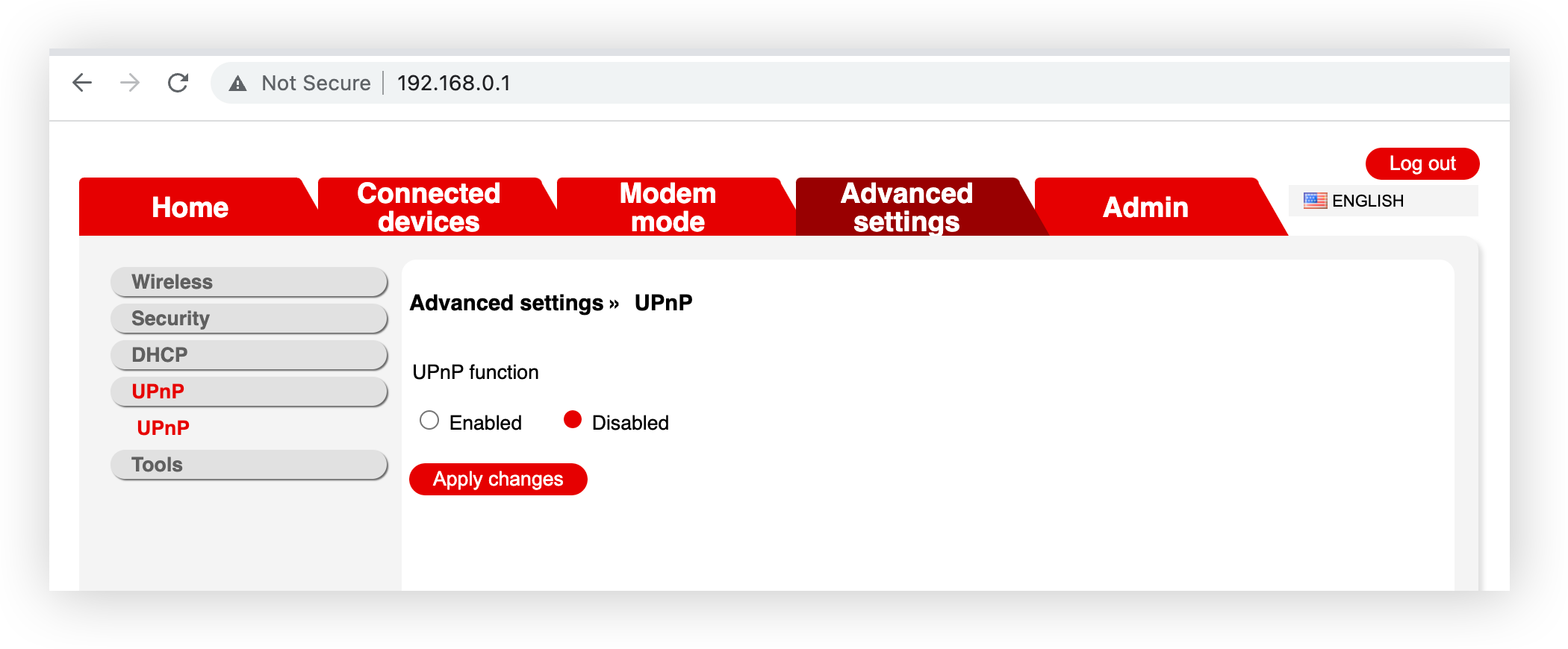 Para activar o desactivar UPnP en su router, vaya a la configuración avanzada del router.