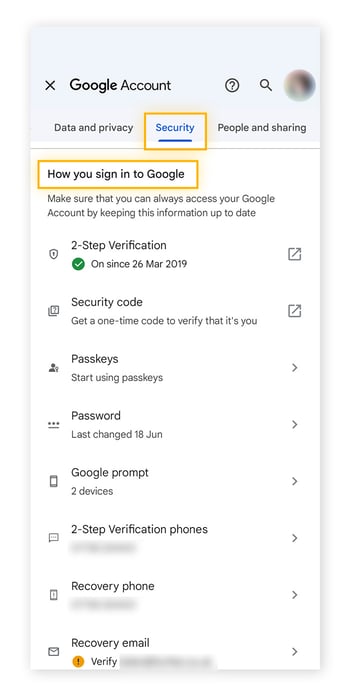 You can set up additional 2FA methods in the Security area of your Google Account