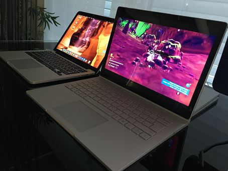 Laptops beside themselves
