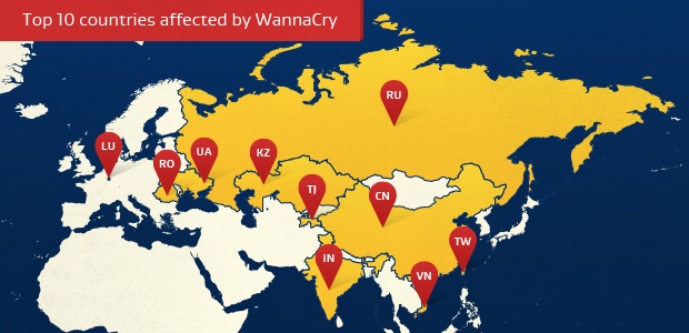 Top 10 countries affected by WannaCry Top 10 countries affected by WannaCry