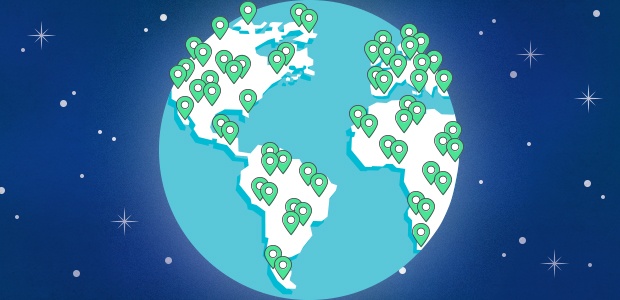 Globe with users around the world