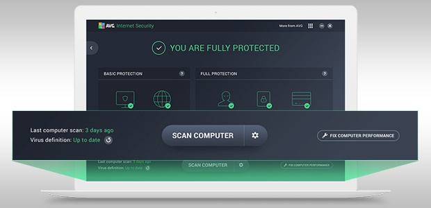 Scan options screen from Internet Security