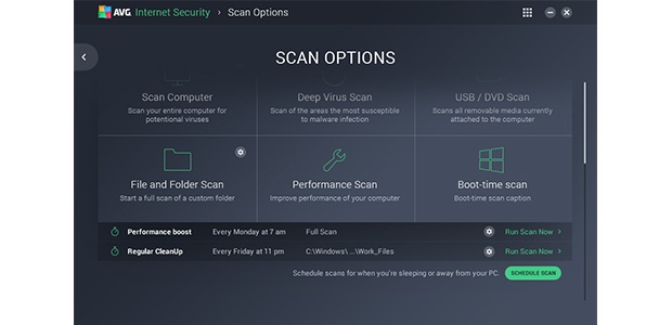 Scan options screen U.I.