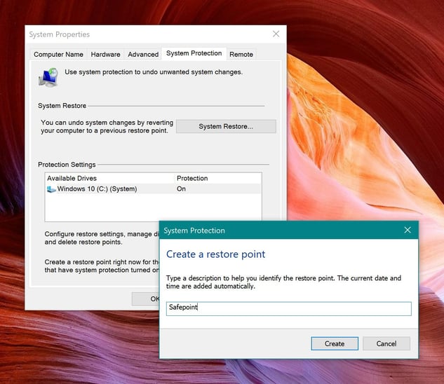 Erstellen eines Wiederherstellungspunkts in Windows Erstellen eines Wiederherstellungspunkts in Windows