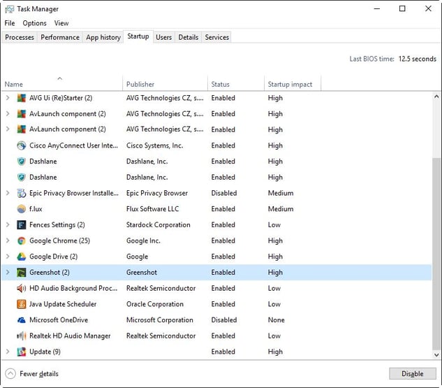 Die Windows Start-Registerkarte im Task-Manager Die Windows Start-Registerkarte im Task-Manager