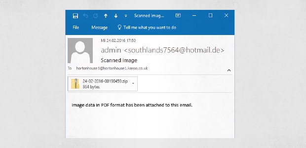 Normale E-Mail mit Malware-Anhang