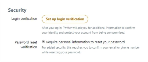 Persoonlijke gegevens vereisen om je wachtwoord te resetten inschakelen op Twitter