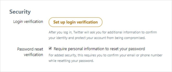 How to enable Require personal information to reset password on Twitter