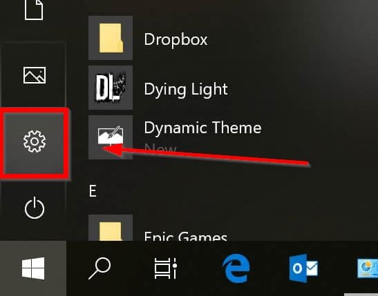 Het tabblad Instellingen in het startmenu van Windows