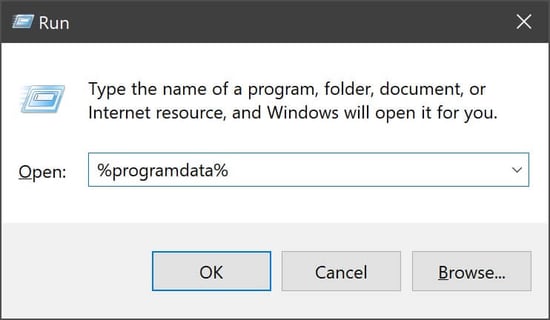 Apps verwijderen via de systeemvariabele %programdata% in Windows