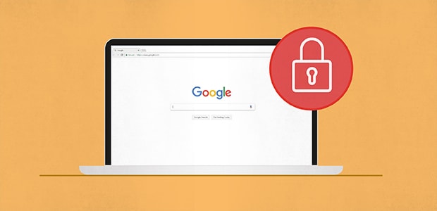 Um navegador com um símbolo de cadeado: proteja suas contas