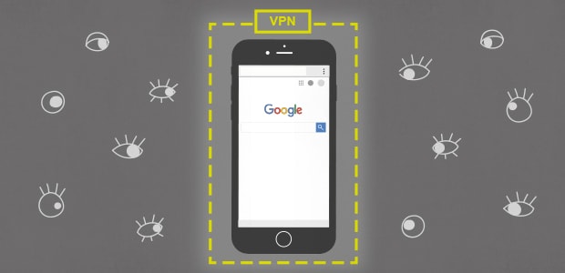 Illustration d'un téléphone protégé contre les écoutes grâce à un VPN