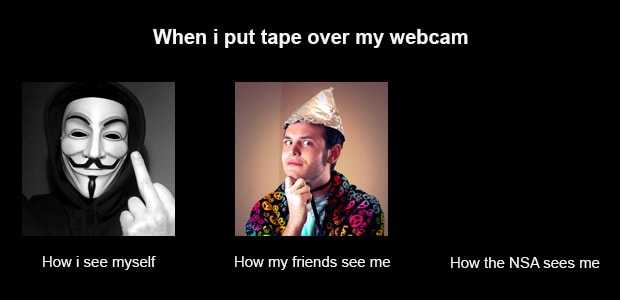 Humorous image of how me, my friends, and the NSA see me when I put tape over my webcam