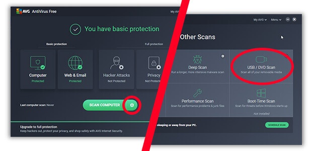 Where to find USB scan in AVG AntiVirus Free