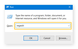 Aprire regedit per modificare il registro di sistema