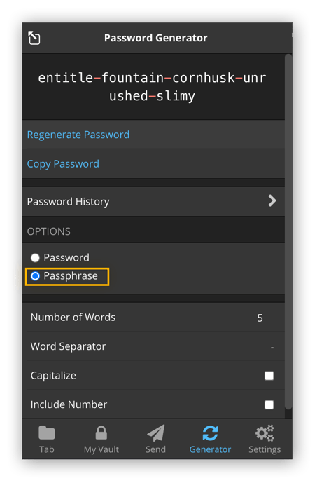 How to create a strong passphrase with BitWarden