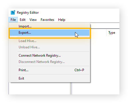 Making a backup of your Registry Editor in Windows.