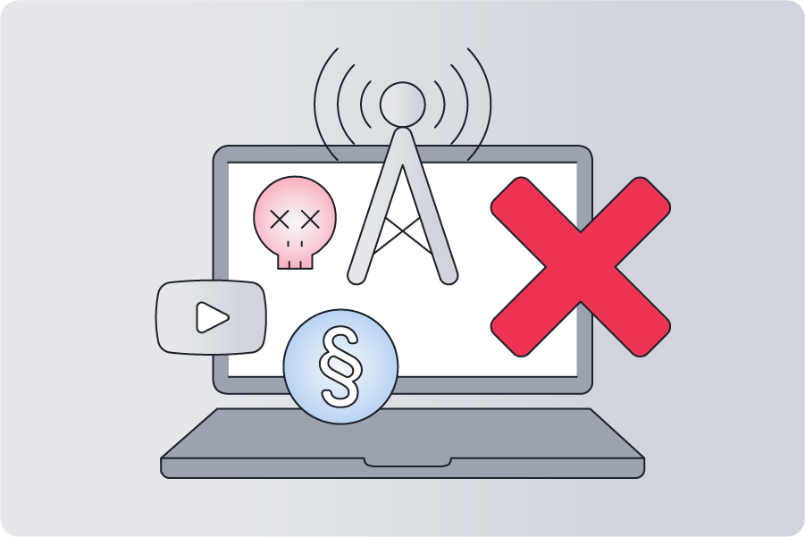A graphic illustration showing that ISPs themselves may not allow access to certain sites.